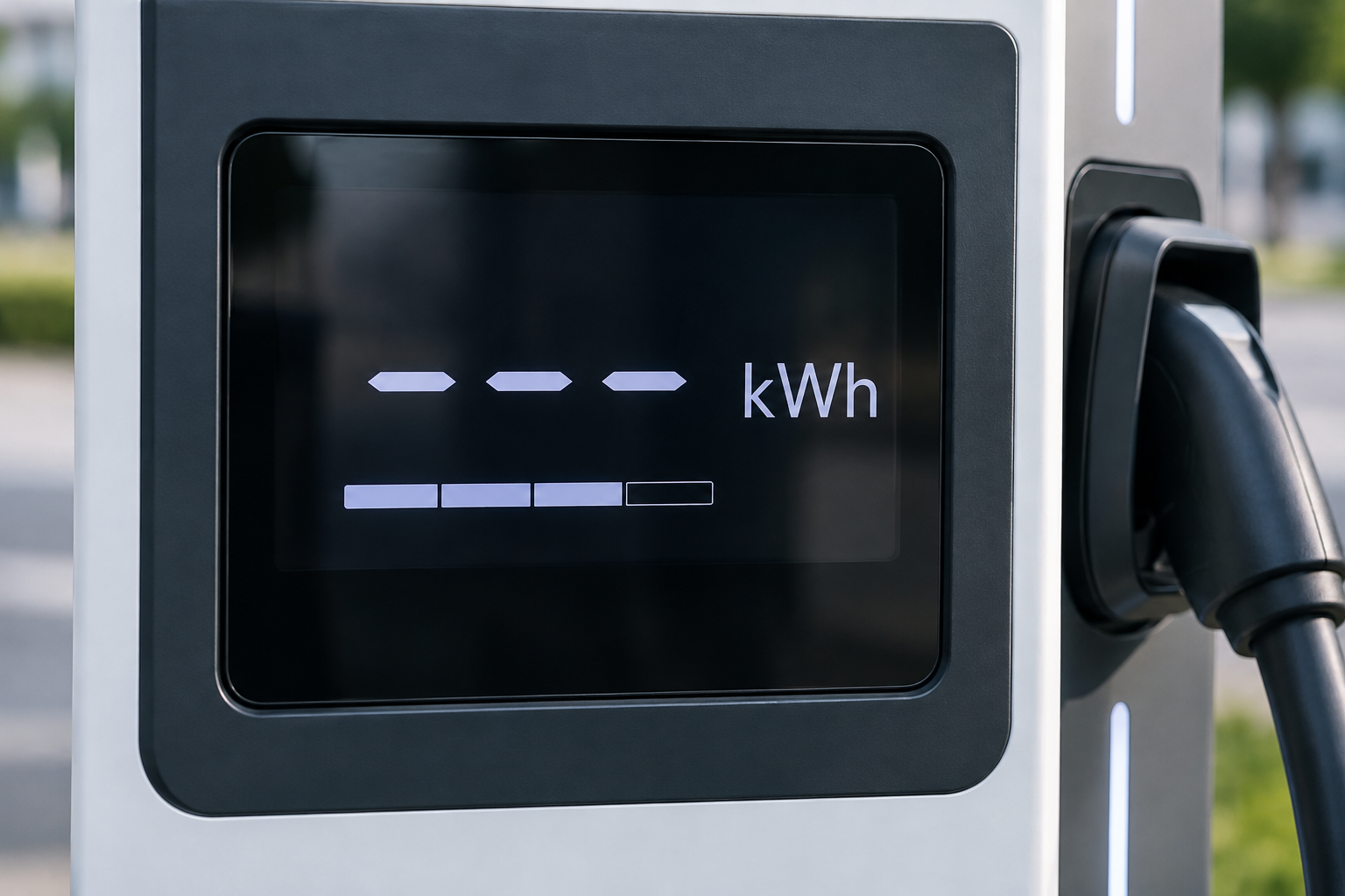 충전기 계량 화면의 kWh 숫자를 확대한 사진